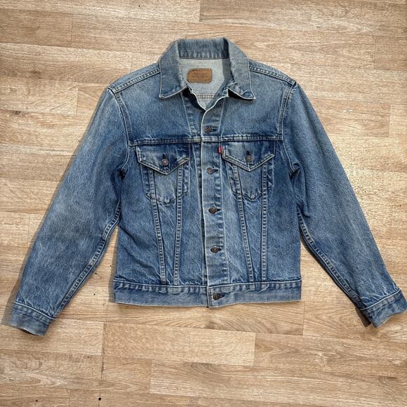 VINTAGE 70s Levis 70505 0217 Denim Jean Jacket USA MADE Coat 38 - Picture 2 of 15